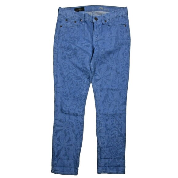 J Crew Jeans Womens Size 28 Toothpick Ankle Skinny Printed Floral Blue - Picture 1 of 4